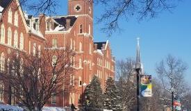 Francis Hall in Winter, East View Zoomed in